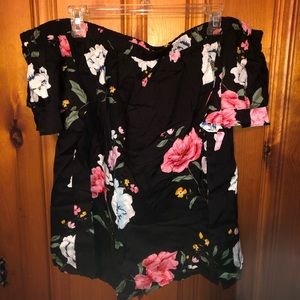 Black Floral off the shoulder top